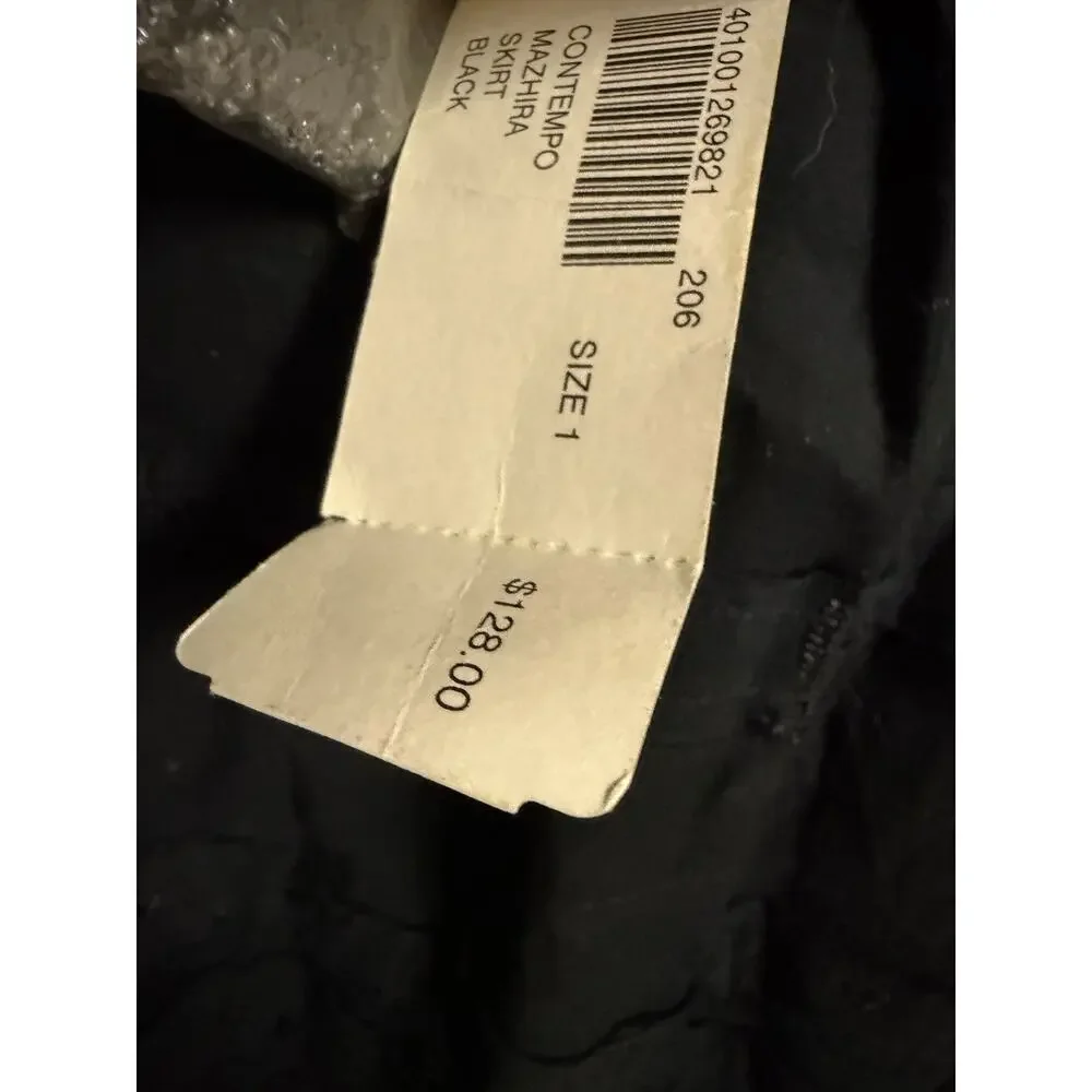 Chico’s black tuscan Crinkle maxi skirt Beaded Textured Hippie 1x 30x37 Boho New
